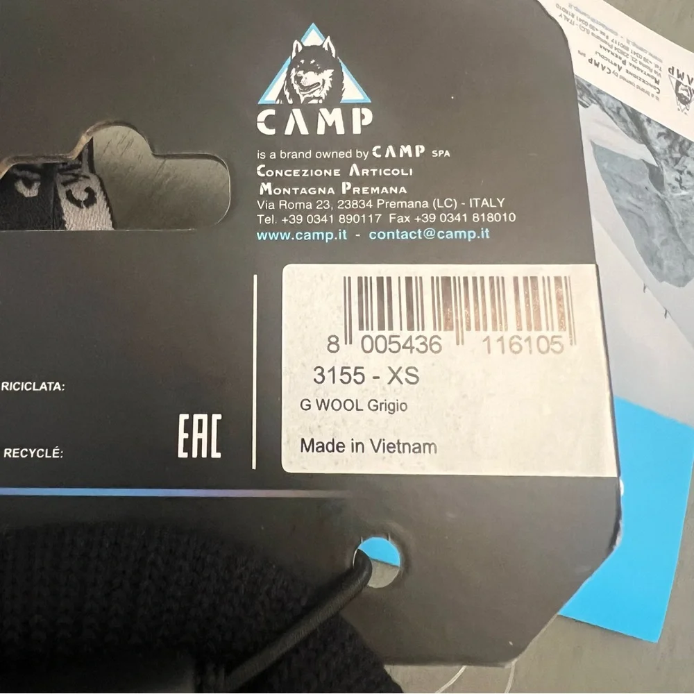 Camp G Wool Leather Winter Insulated Gloves Wrist Strap Black Gray Unisex XS